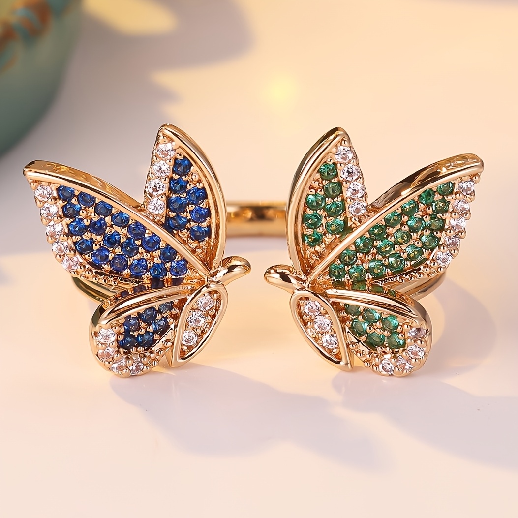 ANGOL Butterfly Open Ring, Two-Tone Color Block, Unisex Fashion